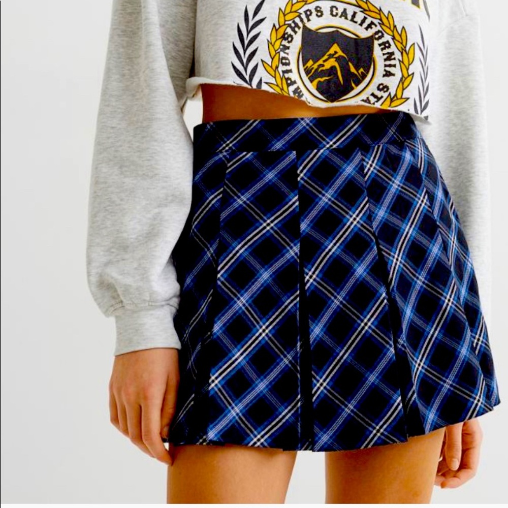 Short Blue Twill Skirt